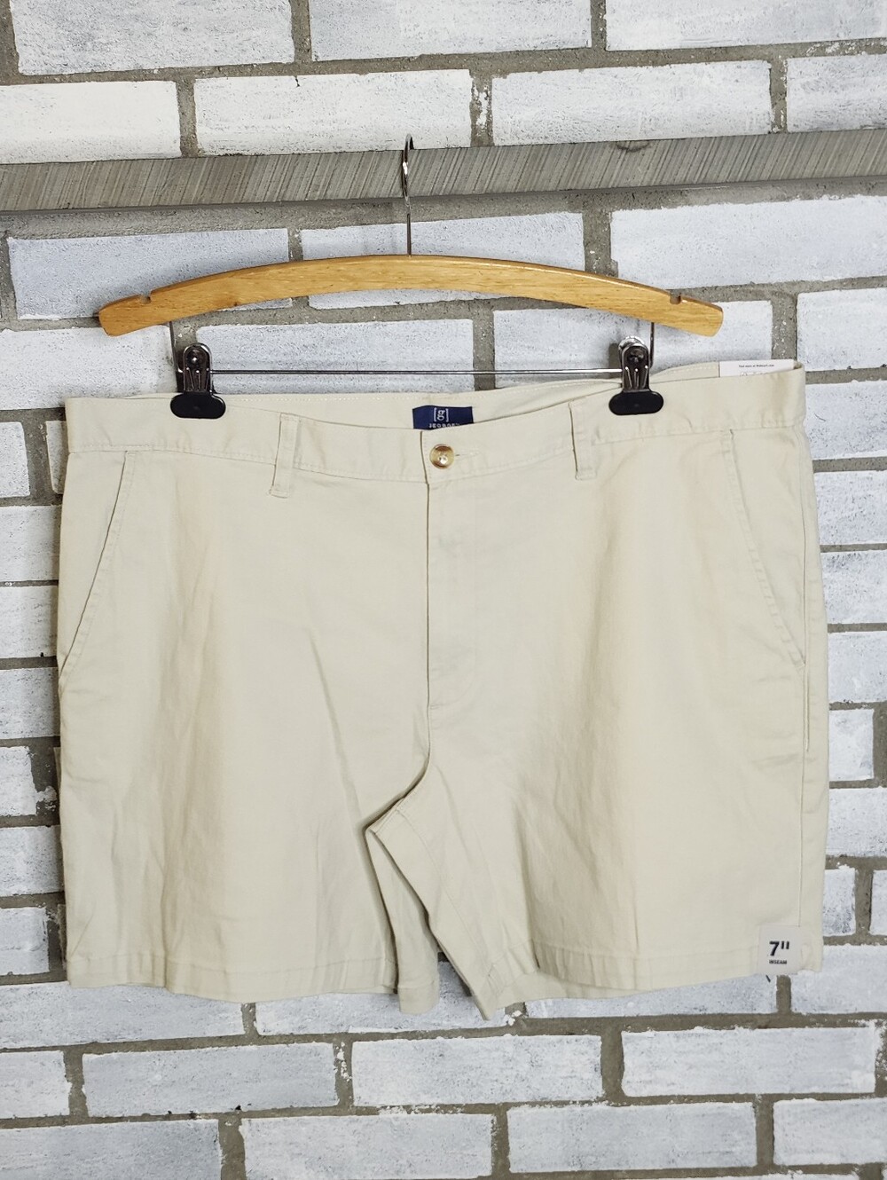 • George Men's Above The Knee Flat Front Chino Shorts Size 40 Beach Khaki